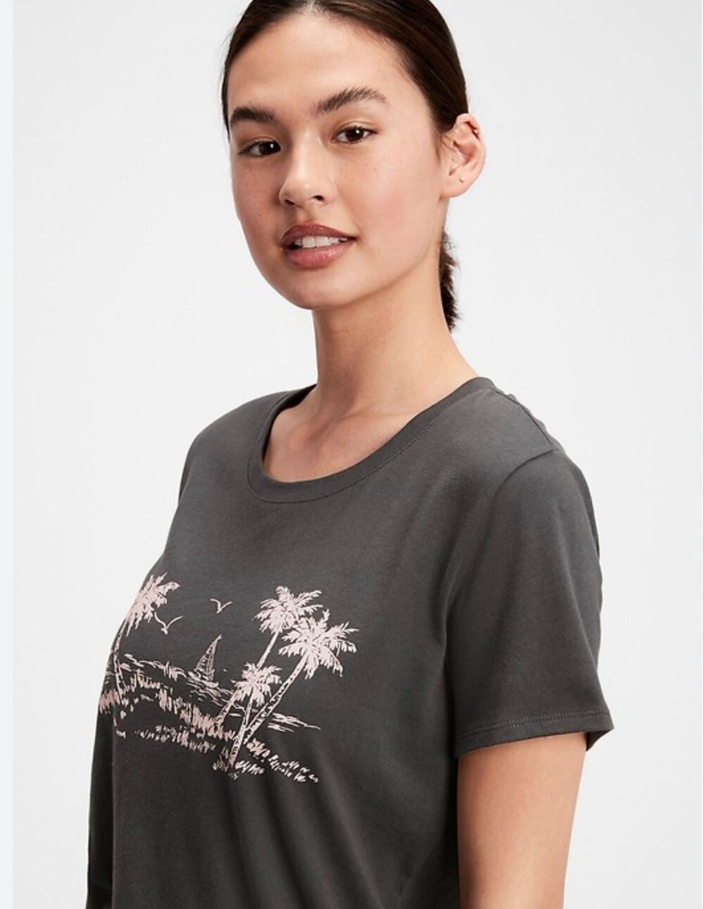 Gap Factory "Forever Favorite" charcoal graphic tropical beach T-shirt Size XXL